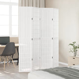 Room Divider 4 Panels White Solid Wood Paulownia 358787