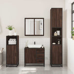 ZNTS 3 Piece Bathroom Furniture Set Brown Oak Engineered Wood 3300959