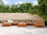 Garden Lounge Set 8 pcs Wax Brown Solid Pine Wood 3418065