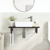 Basin Shelf Wall Mounted Steel and Solid Wood Oak 3302587