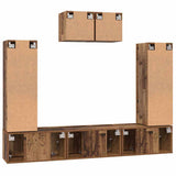 TV Cabinet Set Wall-mounted 7 pcs Old Wood Engineered Wood 3393135