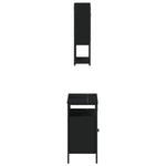ZNTS 2 Piece Bathroom Furniture Set Black Engineered Wood 3214655