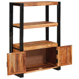 Bookshelf with Doors Brown Solid Acacia Wood and Metal 4104770