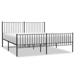 ZNTS Metal Bed Frame without Mattress with Footboard Black 180x200cm 350886