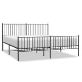 ZNTS Metal Bed Frame without Mattress with Footboard Black 180x200cm 350886