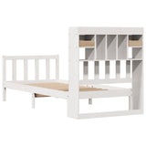 Bookcase Bed without Mattress White 90x190 cm Single Solid Wood Pine 3321730