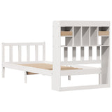 Bookcase Bed without Mattress White 90x190 cm Single Solid Wood Pine 3321730