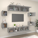 8 Piece TV Cabinet Set Concrete Grey Engineered Wood 3114217