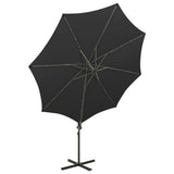 Cantilever Garden Parasol with Pole and LED Lights Black 300 cm 312340