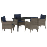 Garden Dining Set with Cushion 5 pcs Grey Poly Rattan 3380192