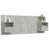 Bed Headboard with Cabinets Concrete Grey Engineered Wood 3115695