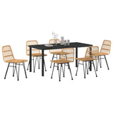 Garden Dining Set 7 pcs Brown Powder-Coated Steel 3379195
