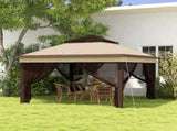 3 x 3 Pop Up Gazebo, Height Adjustable Instant Event Shelter with Netting and Carrying Bag, Beige T3398P314111