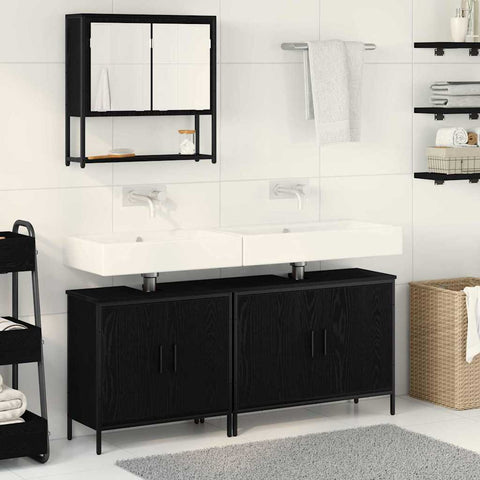 Bathroom Furniture Set with Storage 3 pcs Black 80 x 30 x 44 cm 3334366