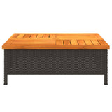 Garden Table Black 70x70x25 cm Rattan and Acacia Wood 3281629