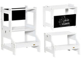 2 in 1 Kids Kitchen Step Stool with Safety Rail Toddler Steps with Chalkboard for Kitchen Bathroom, T3398P347701