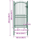 Fence Gate EMMEN with Spikes Steel 104x147 cm Green 146397