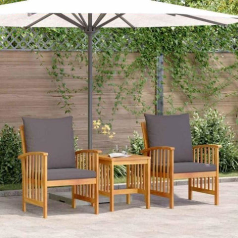 Garden Sofa Set with Cushion 3 pcs Brown Solid acacia wood 4106448