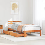 ZNTS Bed Frame with Drawers without Mattress Wax Brown 75x190 cm Small Single 3302020