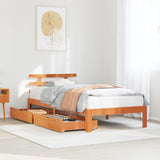 ZNTS Bed Frame with Drawers without Mattress Wax Brown 75x190 cm Small Single 3302020