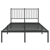 Metal Bed Frame without Mattress with Headboard Black 120x200cm 350862