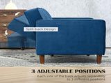 Velvet-Feel Three-Seater Sofa Bed - Blue T3398P423872