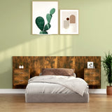 Bed Headboard with Cabinets Smoked Oak Engineered Wood 3115689