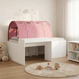 Kids'High Bed Frame with Desk White and Pink Engineered Wood 3423680