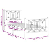 Metal Bed Frame without Mattress with Footboard Black 75x190cm 376136