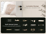 108 x 37cm Lockable Jewellery Cabinet, with LED Lights - White Surface and Black Lining T3398P341281