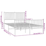 Metal Bed Frame without Mattress with Footboard Black 135x190cm 350881