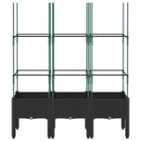 Garden Planter with Trellis Black 120x40x142.5 cm PP 367958