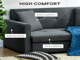 2 Seater Sofa Bed, Convertible Bed Settee, Modern Velvet Loveseat Sofa Couch with 2 Cushions, Hidden T3398P377939