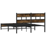 ZNTS Metal Bed Frame without Mattress Smoked Oak 160x200 cm 4017221