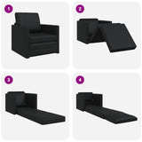 Folding Sofa Bed Black 74 x 77 x 81 cm Faux Leather 42030492
