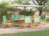 Garden Dining Set Folding 7 pcs Leaf Pattern Solid Acacia Wood 3375751