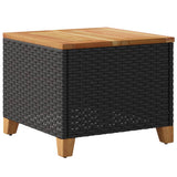 Garden Table Black 45x45x37 cm Poly Rattan Acacia Wood 366325