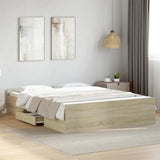 Bed Frame with Drawers without Mattress Sonoma Oak 140x200 cm 3280295