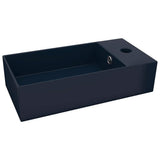 Bathroom Sink with Overflow Ceramic Dark Blue 146990