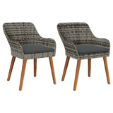 Garden Chair 2 pcs Grey 62.5 x 55 x 82 cm Poly Rattan 42006214