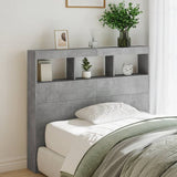 Headboard Cabinet with LED Concrete Grey 120x17x102 cm 839192
