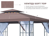 3 x 3 Patio Gazebo Canopy Garden Pavilion Tent Shelter with 2 Tier Roof and Mosquito Netting, T3398P310364