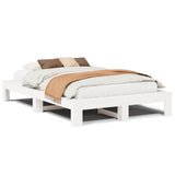 Bed Frame without Mattress White 135x190 cm Double Solid Wood Pine 3308748