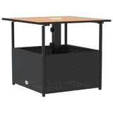 Garden Table with Parasol Hole Black 55x55x46.5 cm Poly Rattan 364117