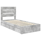 Storage Bed Concrete Grey 70 x 190 cm Engineered Wood 3411935