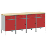 Work Cabinet with Drawer 4 pcs Red and Grey 200 x 55 x 85 cm 3321385