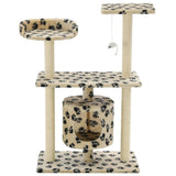 Cat Tree with Sisal Scratching Posts 95 cm Beige Paw Prints 170515