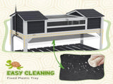 Wooden Tortoise Enclosure w/ Adjustable Lamp Holder, Openable Lid, Dual Main Houses, Storage Shelf, T3398P350005
