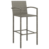 Garden Bar Set Grey PE rattan, powder-coated steel, tempered glass 3187670