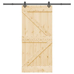 Sliding Door with Hardware Set 95x210 cm Solid Wood Pine 3332636